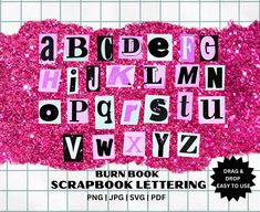 the alphabet is made out of pink glitter