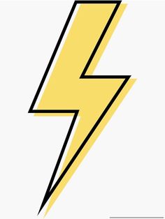 a yellow and black lightning bolt on a white background