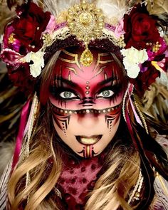 Mexican Makeup, Viking Makeup, Couture Makeup, Movie Makeup, Festival Face, Performance Makeup, Carnival Makeup, Face Paint Makeup