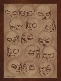 a drawing of many faces with different expressions