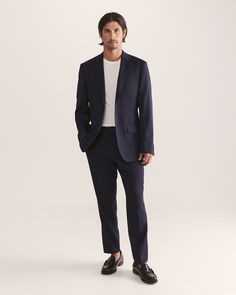 The Sorkin Wool Suit Pant has been made to make your step into winter seamless. Crafted from 100% virgin wool, these pants have a tapered silhouette, a concealed hook and bar closure to the front, half-front leg lining, and a front zip closure. Wear them with the matching Sorkin jacket for a cohesive ensemble. Side & back entry pockets Front zip closure Tapered leg fits Concealed hook & bar closure at front waistband Half front leg lining Made for travel Designed in Australia 100% virgin wool In Suit Pant, Navy Suit, Weekend Wardrobe, Travel Design, Wool Suit, Navy Color, Off Duty