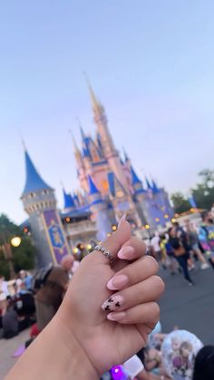 #disneyworld #disneynaildesigns Disney World Nails French Tip, Disney Nails Acrylic French Tip, Cute Nails Acrylic Disney, Neutral Disney Nails Acrylic, December Disney Nails, Disney Nails Short Almond, Plain Disney Nails, Disney World Manicure, Disney Sns Nails