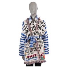 100% authentic Alanui Salvation Mountains long sleeve oversized belted cardigan in multicolor cashmere (100%). The design features a shawl collar and a fringed hem. Has been worn and is in excellent condition. Measurements Tag Size M Size M Shoulder Width 60cm (23.4in) Bust From 120cm (46.8in) Waist From 120cm (46.8in) Hips From 120cm (46.8in) Length 80cm (31.2in) Side Seam Length 46cm (17.9in) Sleeve Length 48cm (18.7in) All our listings include only the listed item unless otherwise specified i Luxury Blue Jacquard Knit Outerwear, Alanui Cardigan, Fringed Cardigan, Salvation Mountain, Leather Bustier, Fringe Cardigan, Belted Cardigan, Shearling Boots, Tweed Coat