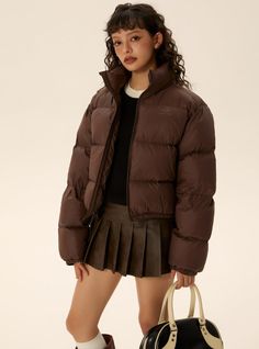 Stand Neck, Puff Jacket, Jacket Fashion, White Duck, Suspender Dress, Coffee Colour, Hooded Pullover