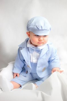 NEW! Comfortable Christening suit for a boy *LINEN BLUE * Linen baptism outfit - Shirt body - Long sleeve - Suspenders- Long Legs - Cap - Bow tie - Shoes A set sewn from the highest quality materials,linen clothes Sewn for you with attention to every detail Looking for something special? You have questions? Write to us We will gladly sew a unique outfit for your child The outfit is also available in white, red, beige, gray, navy blue color Shoes colors available * White * Beige * Blue (After the Cotton Baptism Sets, Elegant Blue Sets For Baptism, Boys Dressing Style, Baby Boy Birthday Outfit, Baby Cartoon Characters, Linen Outfits, Kids Dress Boys, Linen Outfit, Kids Dress Collection