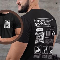 Personal Trainer agent? This custom personalized Personal Trainer shirt is perfect!  Advertise your Small Business with a way to share your portfolio or website everywhere you go! Could be used for everyday wear or even an employee shirt. Makes a thoughtful gift for the Personal Trainer you love! Features a custom @ "handle" and a custom QR code for things like your website, social media, etc.  Why You'll Love It: .: The Comfort Colors 1717 tee is made with medium fabric consisting of high quali Gifts For Personal Trainer, Oversized T Shirt Dress, Before Midnight, Christmas Delivery, 72 Hours, Personal Trainer, Favorite Things Gift, Qr Code, Comfort Colors