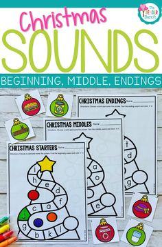 christmas sound worksheets for beginning, middle and high school students to practice sounds