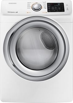 a white front load washer sitting on top of a dryer machine with the door open