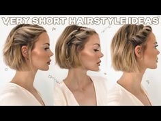 EASY AND QUICK HAIRSTYLES FOR SHORT HAIR updos, half updos, easy braids, and no braid styles Half Up Half Down Chin Length Hair, Bob Hair Updo Easy, Side Braid Hairstyles Short Hair, Half Up Braided Hairstyles Short Hair, Pinning Hair Back, Ideas For Short Hair Styling Easy, Short Hair Half Up Half Down, Quick Hairstyles For Short Hair, Easy And Quick Hairstyles