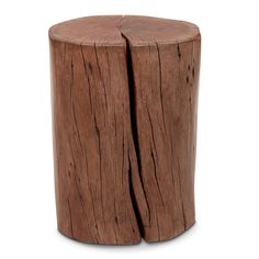 a wooden stool that has been carved into the shape of a piece of tree bark