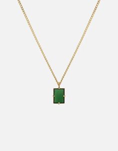 Lennox Pendant Necklace w/Enamel, Gold Vermeil, Polished | Men's Necklaces | Miansai Modern Rectangular Necklace With Polished Finish, Modern Green Rectangular Pendant Jewelry, Modern Green Necklace With Polished Finish, Green Necklace With Gold Chain Gift, Green Necklaces With Gold Chain For Gifts, Formal Necklace With Rectangular Pendant And Box Chain, Modern Green Necklace As A Gift, Modern Green Necklace As Gift, Modern Green Necklace For Gift