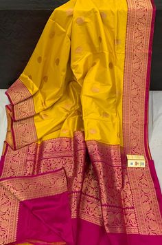 Katan Silk Saree, Fancy Sarees Party Wear, Saree Silk, Yellow Saree, Saree Designs Party Wear, Bridal Sarees, Katan Silk, Elegant Saree, Saree Online