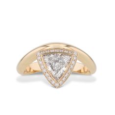 Trillion Diamond Rose Gold Engagement Ring Rings H&H Jewels Trillion Sapphire Ring, Trillion Cut Engagement Ring, Bold Engagement Rings, Trillion Cut Ring, Engagement Rin, Trillion Diamonds, Rose Gold Diamond Ring Engagement, Beauty Features, Rose Gold Engagement