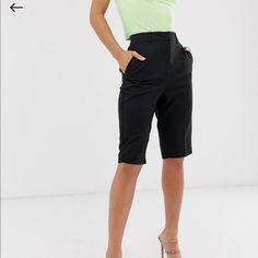 These Are Super Cute! Just Too Big For Me, Never Worn Out Spring Bottoms For Night Out, Mid-thigh Length, Chic Knee-length Fitted Shorts, Chic Knee-length Stretch Shorts, Casual Knee-length Bottoms For Date Night, Fitted Knee-length Shorts For Day Out, Chic Black Knee-length Shorts, Summer Knee-length Shorts For Night Out, Spring Knee-length Shorts For Night Out, Knee-length Fitted Shorts For Workwear