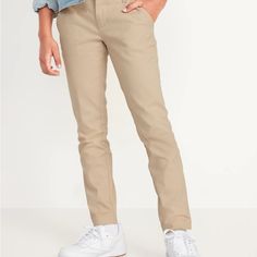 New W/Tags Brand: Old Navy Chino/Uniform Slacks Khaki/Beige Flat Front Adjustable Waist Skinny Snap & Zipper Closure Straight Leg 2 Front Pockets, Faux Pockets On Back Size 8 Macys Outfits, School Uniform Pants, Old Navy Outfits, School Uniform Kids, Uniform Pants, Adjustable Waistband, Kids Pants, Bottom Clothes, Chinos Pants