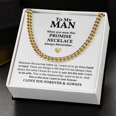 "Give your special someone a gift he will never forget and proudly wear. This is the perfect way to express your love and appreciation to your man. Our Men Link Chain Necklace is a wonderful gift for any occasion and is a staple accessory for all wardrobes. This thoughtful and meaningful gift for your husband, boyfriend or partner - is sure to be treasured forever! Available in polished stainless steel or 14K yellow gold, you can be sure this wonderfully weighted necklace will be a statement pie Meaningful Jewelry For Father's Day, Meaningful Promise Jewelry For Valentine's Day, Valentine's Day Promise Jewelry, Personalized Jewelry For Father's Day Promise, Mango Jewellery, Jewelry For Man, Necklace For Him, To My Man, To My Boyfriend