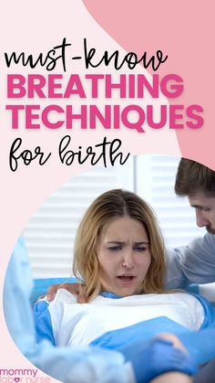 a man and woman in bed with the text must - know breathing techniques for birth