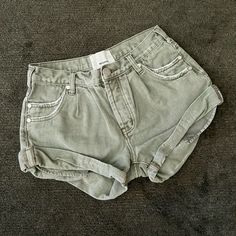 Nwot, Never Worn. The Perfect Shade Of Dusky, Sage Green Denim Shorts, Tastefully Faded And Worn-In For The Most Comfortable Fit Possible. Purchased From Free People A Couple Years Ago. Size 24, Fits Oversized In My Opinion. Waist: 13in Rise: 10 Hips: 18.5in Length: 9.5in Front, 11in Back Tags: Retro Vintage Style Faded Distressed Minimalist Boho Desert Wanderer Rustic Sage Pastel Light Olive Green Denim One Teaspoon Oversized Loose High Rise High Waist Mom Jeans Green Denim Shorts, Desert Wanderer, Boho Desert, High Waist Mom Jeans, One Teaspoon Shorts, Light Olive Green, One Teaspoon, Retro Vintage Style, Will Smith