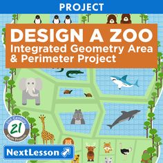 an illustrated map with animals and other things on it, including the words design a zoo