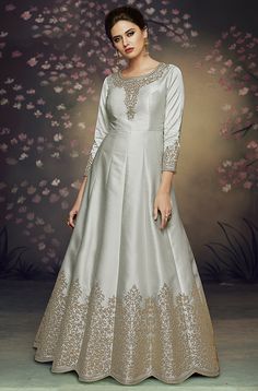 Silk Anarkali Gown, Silk Anarkali Suits, Floor Length Anarkali, Suits Punjabi, Punjabi Salwar, Silk Anarkali, Kameez Designs, Party Wear Gown, Miroslava Duma