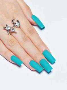 Nails Length, Press On Nails Long, Nail Length, Stand Out From The Crowd, Tiffany Blue, Blue Design, Basic Colors