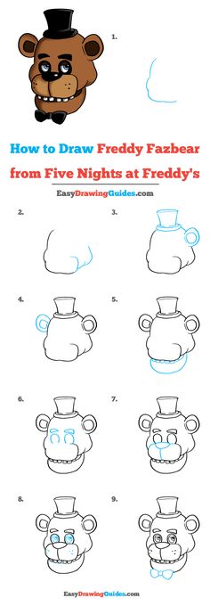 how to draw a teddy bear from five nights at freddy's - step by step instructions