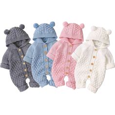 Winter Newborn, Baby Overall, Knit Romper, Baby Jumpsuit, Sweater Jumpsuit, Bear Ears, Baby Jacket, Knitted Romper, Winter Kids