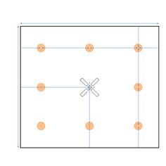 an image of a soccer field with lines and dots in the shape of a square