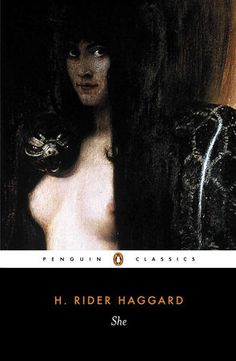 the penguin classic by h rider hagard she is wearing long black hair and has her eyes closed