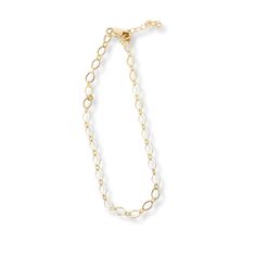 "Our Delicate Oval Chain Bracelet is a clever take on the classic chain, perfect for layering or wearing on its own. Made of tiny interlocking ovals, it is perfect to add a little glimmer to your wrist. The bracelets are adjustable from 6\"-7.25\", ensuring a comfortable fit for all wrist sizes. Available in durable 14kt gold fill and sterling silver, giving them a luxurious look at an affordable price.  Details: Bracelet measures 7.25\", including 1.25\" extension chain; can be clasped between 6\"-7.25\". Chain is 14kt gold fill or Sterling Silver 14kt gold fill or Sterling Silver lobster clasp and closure Handcrafted in Los Angeles, California, USA" Luxury Adjustable Sterling Silver Gold Bracelet, Luxury Adjustable Delicate Chain Bracelet, Luxury Classic Oval Chain Bracelet, Luxury Oval Gold Chain Bracelet, Luxury Gold Bracelet With Adjustable Oval Link Chain, Custom Chocolate, Choker Collar, Small Pendant, California Usa