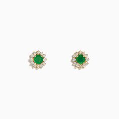 Effy 14K Yellow Gold Emerald and Diamond Stud Earrings, 0.72 TCW Effy Jewelry, Diamond Stud Earrings, Diamond Stud, Diamond Earrings Studs, Gold Yellow, Diamond Studs, Diamond Earrings, Emerald, Yellow Gold