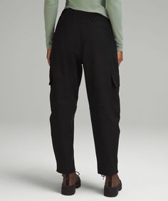 Come for the pockets, stay for the super-comfy fit. These cargo pants have stretchy fabric and an elasticized waist so you can move effortlessly through the day. Designed for Casual. Classic fit is an easy fit that floats away from your body:Full length intended to sit at ankle:Tapered from knee to hem. Front pockets with an interior card sleeve. Cargo pockets. Fly front with elasticated waistband in the back. Functional Mid-rise Bottoms With Elastic Waistband, Functional High Waist Bottoms With Elastic Waistband, High Waist Functional Bottoms With Elastic Waistband, Functional High-waist Bottoms With Elastic Waistband, Versatile Cargo Bottoms For Outdoor Activities, Versatile Tapered Leg Lululemon Bottoms, Functional Full Length Bottoms With Elastic Waistband, Casual Straight Leg Lululemon Activewear, Casual Lululemon Straight Leg Activewear