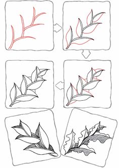 how to draw leaves in four different ways