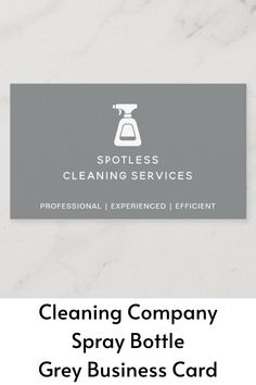 the cleaning company logo and business card for grey business card with white lettering on it