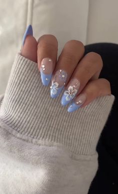 Short Acrylic Nails Designs, Pretty Acrylic Nails, Flower Nails, Cute Acrylic Nails