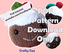 a crochet pattern for a coffee cup cozyie with a santa hat on it