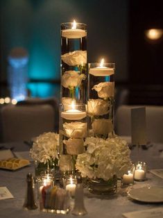 Pearl And Candle Centerpieces, Modern Timeless Wedding Decor, Vases With Candles Centerpieces, Light Up Table Centerpieces, Diamond Table Decor, Covered Candles Wedding, Event Table Decor Ideas, Wedding Candle Arrangements, Moody Winter Wedding Decor