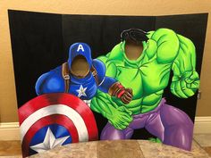 a painting of two people dressed as the avengers and captain america