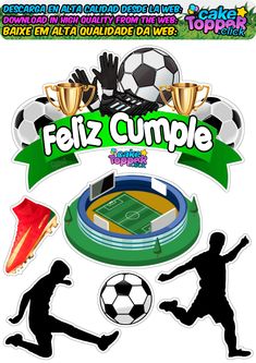 Los toppers de fútbol son una elección perfecta para decorar tartas y pasteles en fiestas temáticas de fútbol. Esta entrada presenta 12 increíbles diseños que puedes descargar e imprimir en tamaño A4, o bien edita. Soccer, Baby Shower, Football