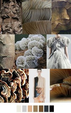 an assortment of different colors and textures for the fashion design project, including mushroom like objects