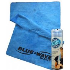 the blue towel is next to it's spray bottle