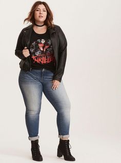 Torrid Outfits 2023 Summer, Outfit Ideas For Chubby Girls, Plus Size Rocker, Plus Size Herbst, Rock Chick, Look Rock, Fashion Petite, Clothing Plus Size