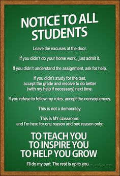 a green sign with the words notice to all students written in white lettering on it