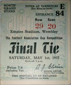 an old ticket for the football game