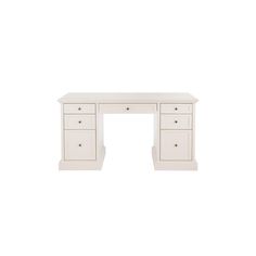 a white desk with two drawers and one drawer on the top, in front of a white background