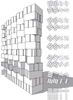 an image of some boxes stacked on top of each other in the same direction,