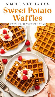 A delightfully delicious way to use leftover holiday sweet potatoes, these sweet potato waffles are crisp and fluffy, and so easy to make! Perfectly spiced with cinnamon, nutmeg, allspice, cloves, and ginger, and sweetened with rich brown sugar. Gluten Free Lemon Cake, Recipes For Meal Prep, Dairy Free Brownies, Savory Waffles, Yummy Sweet Potatoes, Waffles Maker