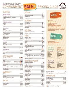 the price list for an apartment sale is shown in orange and green, as well as other