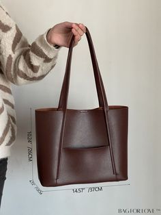 BagForLove - Sleek Shoulder Tote: A Minimalist Essential Product Description Color Coffee Brown Strap Type Double Handle Style Elegant Bag Size Small Type Shoulder Tote Bag Material PU Leather Size Chart INCH CM Bag Length Bag Width Bag Height Handle Height 12 inch 4.3 inch 10 inch 11.2 inch Bag Length Bag Width Bag Height Handle Height 30.5 cm 11 cm 25.5 cm 28.5 cm Details Pictures Similar Products h2 { text-align: center; } /* æ¢è¡ */ li{ white-space: normal; word-break: break-all; word-wrap Casual Brown Shoulder Bag, Casual Brown Solid Color Shoulder Bag, Everyday Solid Color Shoulder Bag For Fall, Casual Solid Color Shoulder Bag For Office, Casual Solid Color Office Shoulder Bag, Simple Brown Shoulder Bag, Best Travel Accessories, Elegant Bags, Color Coffee