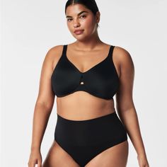 Smooth, Seamless Coverage Defines An Underwire Bra That Minimizes Your Bust Line Up To One Inch, With Wide Side Slings For Added Support. From Spanx, The Low Profile Cushioned Underwire Minimizer Bra In A Size 42d, New With The Tags. Retail $78. This Is For A Black Bra, I Have An Identical Bra In Champagne Beige In Another Listing. Contoured Shapewear With Removable Bra Pads, Black Shapewear Bra With Medium Bust Support, Black Full Coverage Swimwear With Medium Bust Support, Supportive Shapewear With Lined Body, Supportive Shapewear With Removable Pads, Black Shapewear Nursing Bra, Black Full Coverage Bra-friendly Shapewear, Black Shapewear With Medium Bust Support And Contoured Fit, Full Coverage Smoothing Shapewear Bra